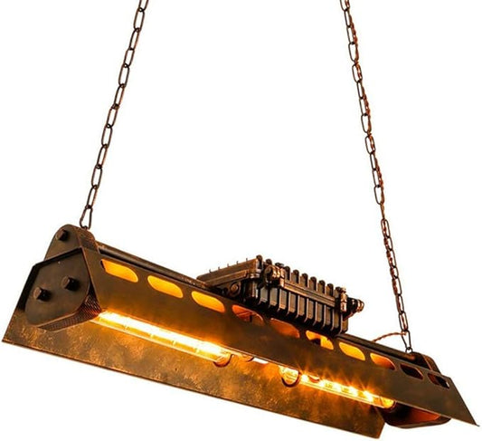 Rustic Farmhouse Chandelier 4-Light Industrial Pendant Lighting, Adjustable Height Hanging Light Vintage Metal Ceiling Fixture for Dining Room, Kitchen Island & Pool Table