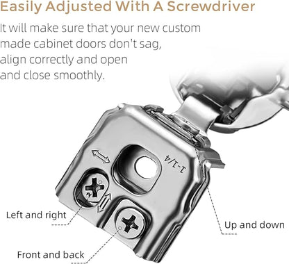 Ravinte 60 Pack 30 Pair 1-1/4 inch Overlay Cabinet Hinges Kitchen Soft Close Hidden Door Hinges for Kitchen Cabinet Stainless Steel Adjustable Satin Nickel Cupboard Hardware