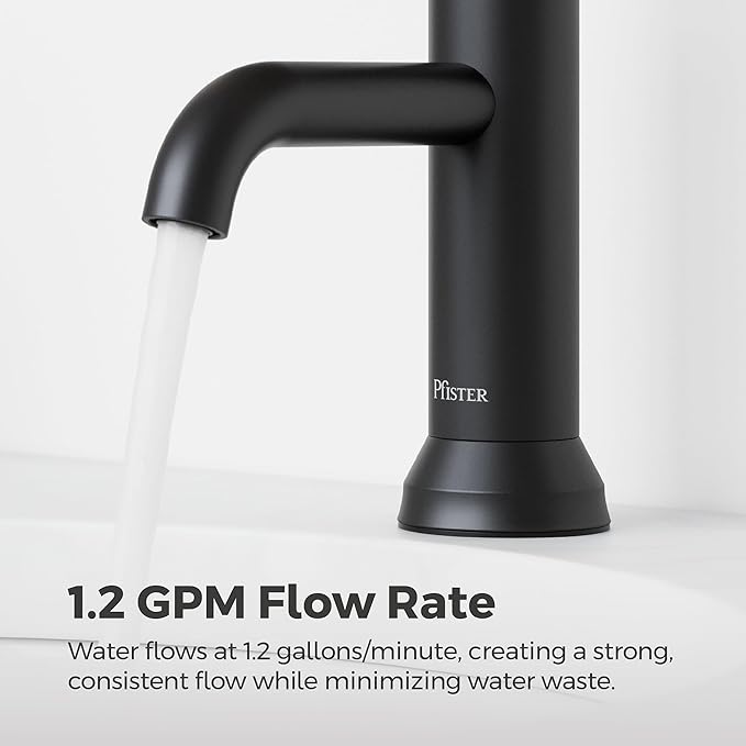 Pfister Capistrano Bathroom Sink Faucet, Single Control, 1-Handle, Single Hole, NSF Certified, Spot Defense Matte Black Finish, LF042CSOSDB