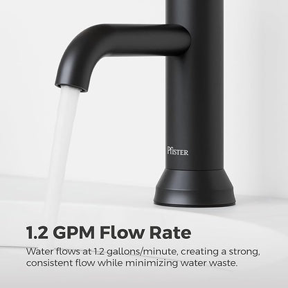 Pfister Capistrano Bathroom Sink Faucet, Single Control, 1-Handle, Single Hole, NSF Certified, Spot Defense Matte Black Finish, LF042CSOSDB