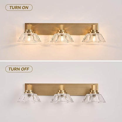 Vintage Bathroom Light Fixtures 3 Lights Vanity Light Matte Antique Brass Finish Vanity Light for Bathroom(13.2 pounds)