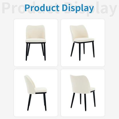 4 Dining Chairs: Upholstered Velvet Dining Room Side Chairs, Chair for Dining Room with Padded Seat and Wood Legs-Modern Dining Chairs for Restaurant, Kitchen, Cafe, Living Room(Off-White)