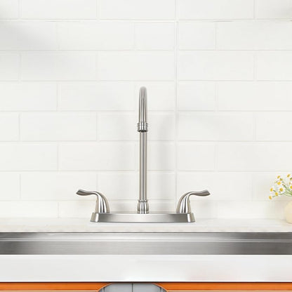 SHACO 2 Handle Kitchen Faucet, 3 Hole Kitchen Sink Faucet with Water Supply Line, Stainless Steel Brushed Nickel High Arc 360 Degree Rotating Taps for Kitchen Bar RV Camper, SC-YZLT001