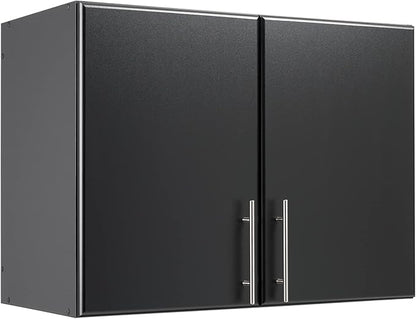 Prepac Elite 32” 2-Door Storage Cabinet, Wall Mounted Laundry, Kitchen & Garage Storage Cabinet with Adjustable Shelf, 32”W x 24”H x 16”D, Black