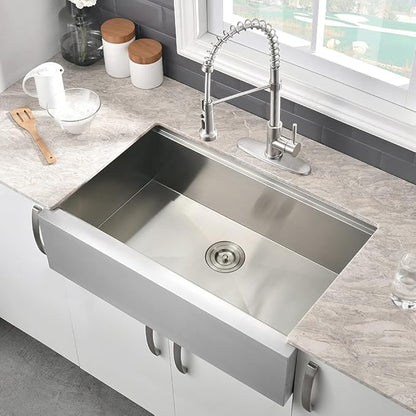 30 Inch Farmhouse Sink Stainless Steel-VASOYO 30x22 Farm Sink Apron Front Farmhouse Kitchen Sinks Workstation 16 Gauge Stainless Steel Single Bowl Kitchen Sinks Undermount with Cutting Board