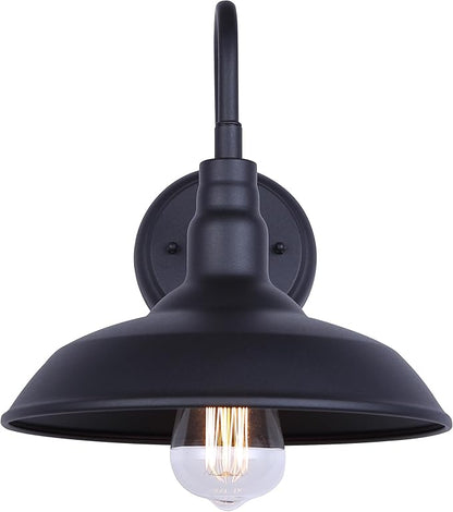 Canarm Hattie 1-Light Outdoor Barn Light, 10-Inch Black Wall Mounted Gooseneck Outdoor Lighting, Wet-Rated for Porch, Garage and Entryway