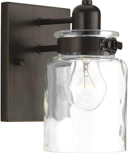 Progress Lighting P300045-020 Calhoun Collection Clear Glass Farmhouse Bath Vanity Light, 1 Light, Antique Bronze