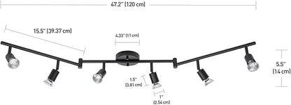 Globe Electric 59693 6-Light Foldable Track Lighting Kit, Matte Black Finish, Adjustable Heads, Bendable Arms, GU10 Base, Dimmable, Modern Industrial Style