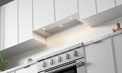 Hauslane Range Hood Insert 30 Inch, Hood Vent for Kitchen Low Noise Perfomance, Stainless Steel Ductless/Ducted Range Hood, Professional Grade Baffle Filters, LED Lamps, Kitchen Vent Hood 11.25" Deep