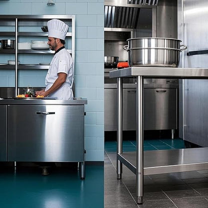 Stainless Steel Table Stainless Steel Table for Prep & Work 24 x 24 Inches with Backsplash and Knife Block for Restaurant, Home and Hotel