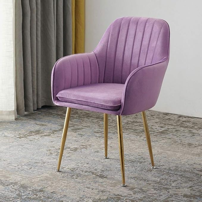 Kitchen Islands Stools Soft Velvet Dining Chair,Cafe Milk Tea Dessert Shop Small Apartment Lounge Chairs (Purple)