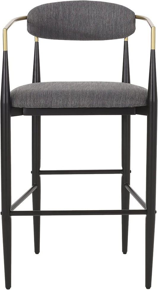 Modern Dining Chair with Iron Legs for Kitchen Island, Dining Room, Restaurant - Mid-Century Luxury Furniture Sets with Sturdy Stable Frame and Easy Assembly,Charcoal-Foam-setof2