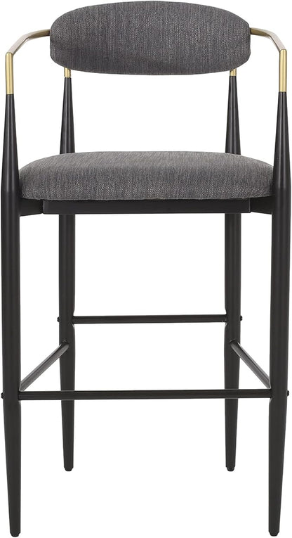 Gecheer Bar Stools Set of 2, Gray Fabric with Black Iron Legs, 29.75" Height for Kitchen Island, 260 LBS Capacity for Indoor Living Rooms, Dining Rooms LYK-N779P248198G