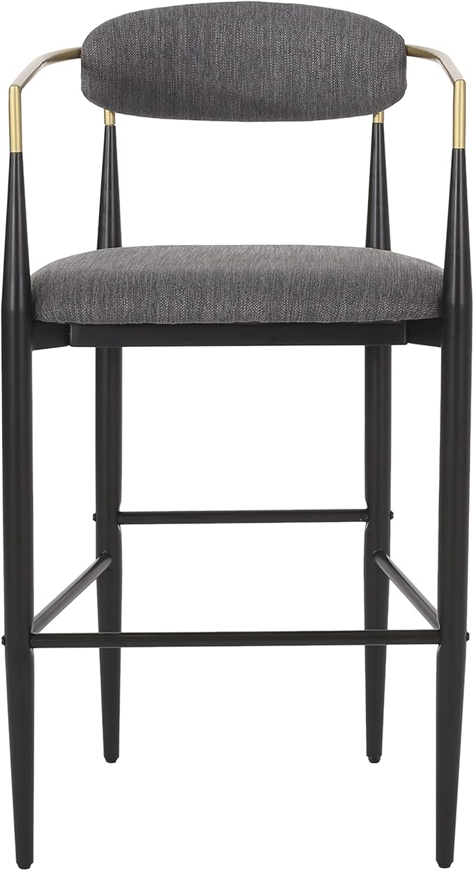 Gecheer Bar Stools Set of 2, Gray Fabric with Black Iron Legs, 29.75" Height for Kitchen Island, 260 LBS Capacity Multiple Family Members can use it for Daily Dining, Resting YHS-N779P248198G