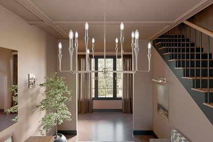 Kichler Alvaro 12-Light Multi-Tier Chandelier, Soft Modern Light in Polished Nickel, for Foyer, Great or Living Room or Large Dining Room (20" x 39.75"), 52692PN