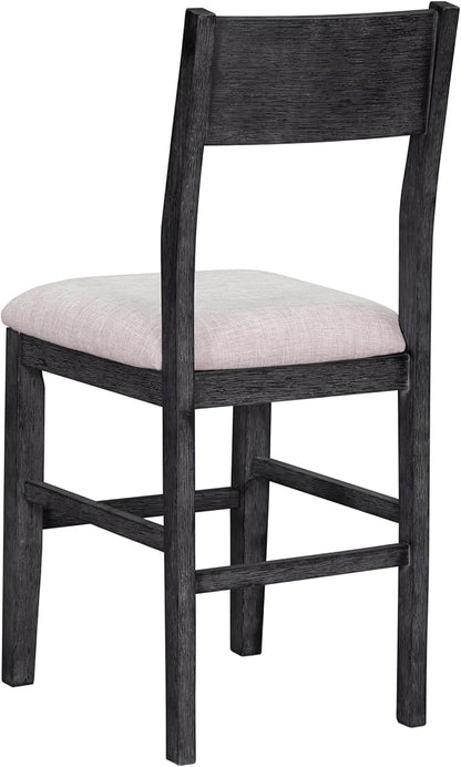 VilroCaz Farmhouse Counter Height Dining Table Set for 4, Wooden 5-Piece Kitchen Dining Room Pub Bar Table Set, 47'' Rectangular Dining Table and 4 Upholstered Stools for Small Places (Gray-H)