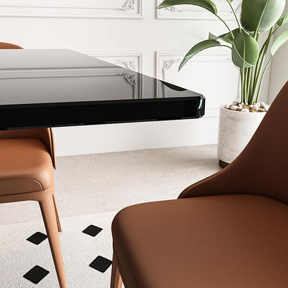 Rectangular Glass Dining Table, Tempered Glass Tabletop and Metal Legs, Modern Style Glass Kitchen Table for Home, Kitchen, Dining Room (Black, 52'')