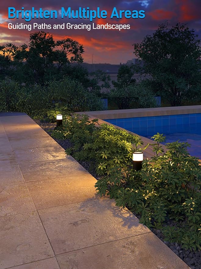 LEONLITE 8-Pack 5W LED Landscape Bollard Path Lighting, 12V-24V Low Voltage Landscape Lights, 3000K Warm White, Outdoor Pathway Light, Die-Cast Aluminum Housing