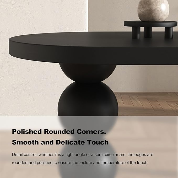 Dining Table, Solid Wood Dining Table with Orb Legs, Game Table, Multipurpose C Table, Mid-Century Modern Dining Table for Living Room,Kitchen,Conference Room,Medium