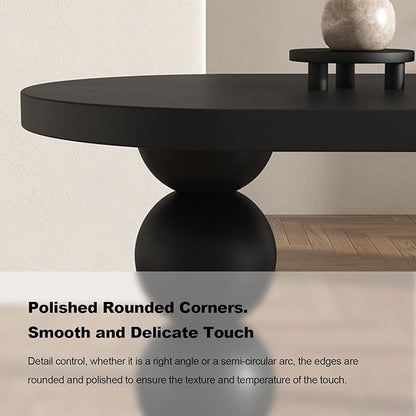 Dining Table, Solid Wood Dining Table with Orb Legs, Game Table, Multipurpose C Table, Mid-Century Modern Dining Table for Living Room,Kitchen,Conference Room,Small