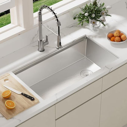 MAYESAR 33 Inch Kitchen Sinks Undermount - 33" x 19" Stainless Steel Undermount Workstation 16 Gauge Single Bowl Deep Under Counter Kitchen Sink Basin
