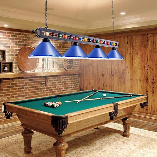 Wellmet Pool Table Light, 70-Inch 4-Light Billiard Pendant Fixture for Game Room, Adjustable Industrial Hanging Light for Over Billiard Table, Kitchen Island, Dining Table, or Man Cave