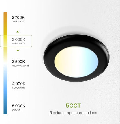 ASD 6 Pack LED Disk Lights 4 Inch, 10W 5CCT 2700K-5000K 685LM CRI90+, Dimmable Flush Mount Ceiling Light Fixture, Low Profile Surface Mount Disc Lights, Junction Box or Recessed Can Install, UL