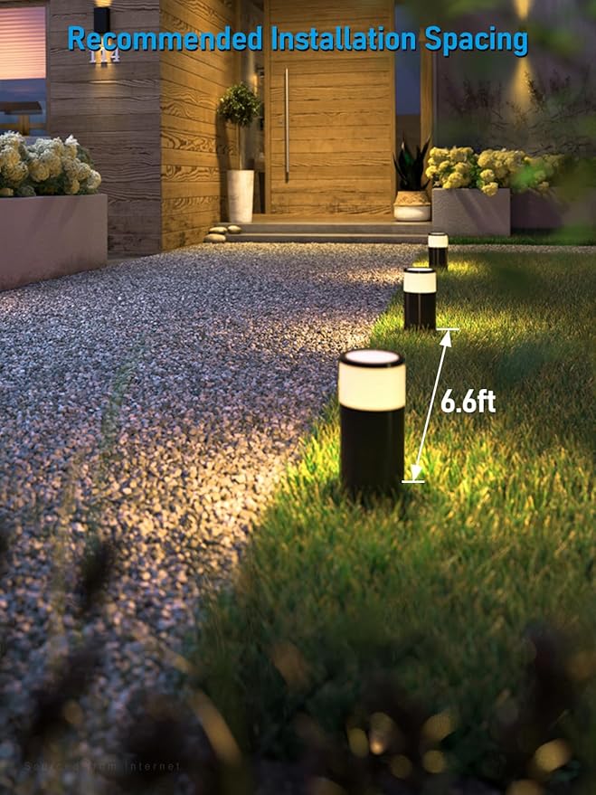 LEONLITE 8-Pack 4.5W LED Landscape Bollard Path Lighting, 5CCT Low Voltage Landscape Lights, 2700K/3000K/3500K/4000K/5000K Selectable, Outdoor Pathway Light, Die-Cast Aluminum Housing, FCC, ETL Listed