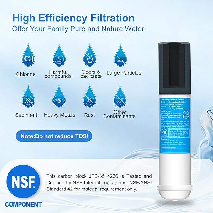 Inline Water Filter Kit for Refrigerator and Ice Maker,1/4" Quick Connect Post Carbon Filter Replacement for Reverse Osmosis System with Feed Water Valve,1/4" Water Line and Fittings