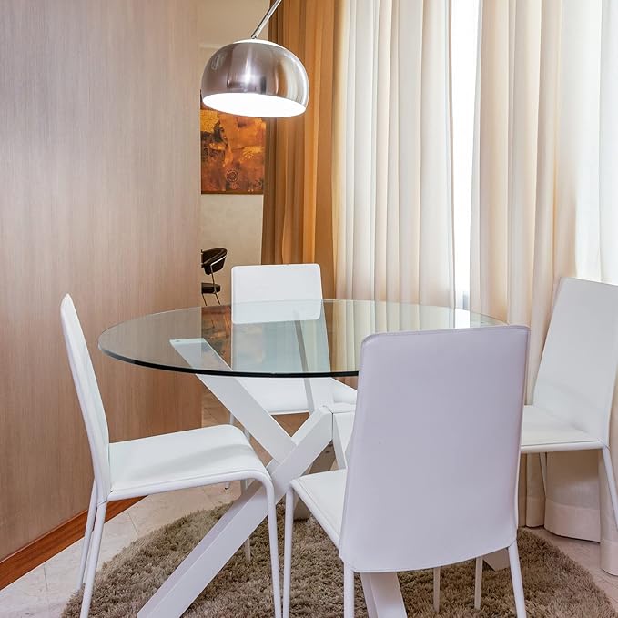Fab Glass and Mirror 48 Inch Round Tempered Glass Table Top- (Flat Polished Edge) Table Top -1/2” Thick Round Glass Table, Dining, Coffee, and Office Tables