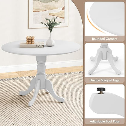 Giantex 39-Inches Round Dining Table for 4, Rubber Wood Kitchen Table for Dinette Dining Room, Living Room, Restaurant, Dinner, 220 Lbs Capacity (White)