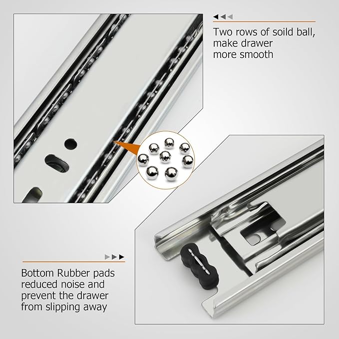 LONTAN Heavy Duty Full Extension Ball Bearing Drawer Slides 8 10 12 14 16 18 20 22 24 Inch Side Mount File Cabinet Rails Dresser Runner Kitchen Cabinet Drawer Glides 100 LB Capacity (18 inch，2 Pairs)