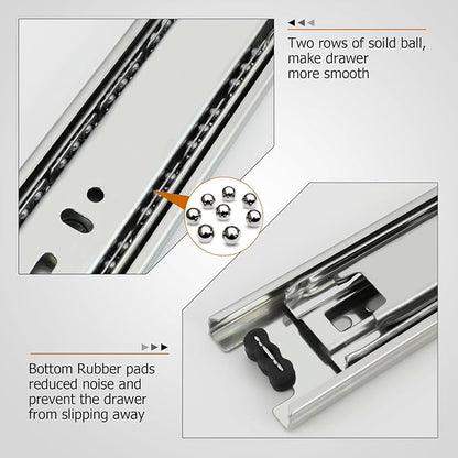 LONTAN Full Extension Ball Bearing Drawer Slides 8 10 12 14 16 18 20 22 24 Inch Heavy Duty Side Mount File Cabinet Rails Dresser Runner Kitchen Cabinet Drawer Glides 100 LB Capacity (8 inch,1 Pair)