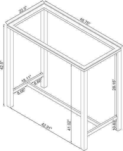 Coaster Home Furnishings - Tolbert - Glass & Metal - 47-Inch Rectangular Bar Table with Tempered Glass Top and Chrome Legs - Dining Room & Home Bar - Chrome - 104873