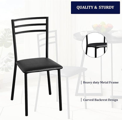VECELO Metal Dining Chair Set of 2, Modern Armless with Cushioned Seat for Kitchen, Living Room, Black