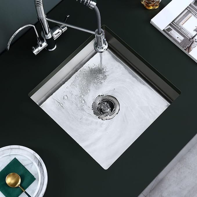 20x16 Inch Undermount Kitchen Sink, Brushed Stainless Steel Compact Sink for Small Kitchen & Bar, 6 inch Deep Wet Bar Sink Single Basin Bowl