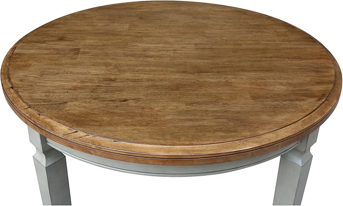 IC INTERNATIONAL CONCEPTS 44 x 44 in Round Top Solid Wood Dining Table in Hickory/Stone