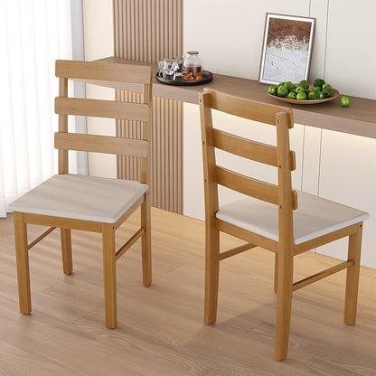Majnesvon Dining Room Chairs Set of 2, Farmhouse Kitchen Table Set with Chairs, Wood Dining Table Chair for Kitchen, Restaurant, Apartment (Brown 2 Chair)