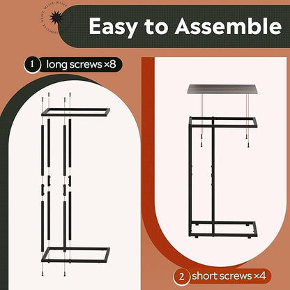 WLIVE C Shaped End Tables Set of 2, C Table Side Table for Couch, TV Trays Set of 2, Couch Side Tables that Slide Under, Small Side Table, C Table for Sofa, Living Room, Bedroom, Small Space, A-Grey