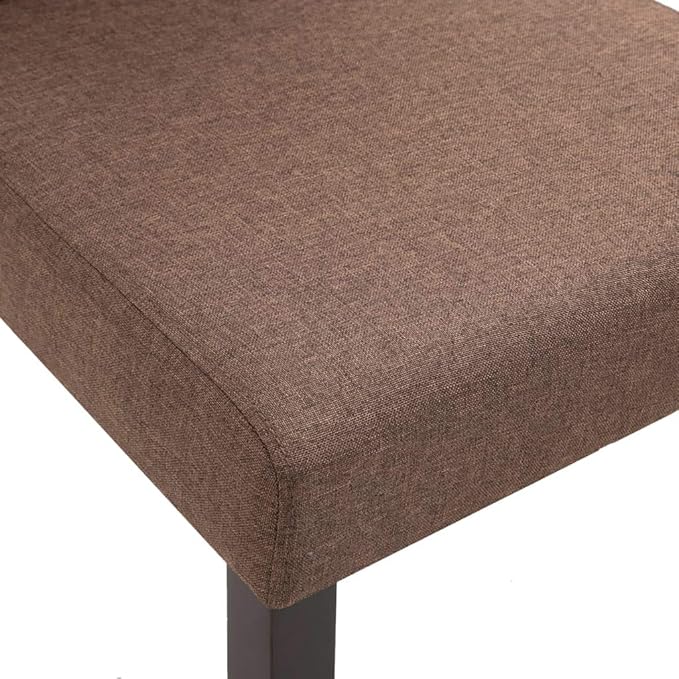Dining Chair Set of 4 Brown Fabric Rubberwood Frame 8 x 6.5 x 14.7 in Ergonomic Modern Farmhouse Seating for Dining Room Living Room Kitchen