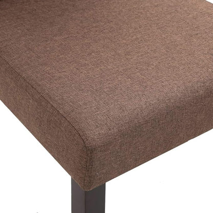 4 Piece Brown Fabric Dining Chairs Set with Rubber Wood Frame, Soft Upholstered Kitchen Chairs for Dining Room, Farmhouse Style Comfortable Seating Furniture