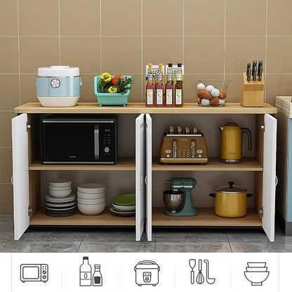 Kitchen Pantry Cabinet, Small Storage Cabinet, Kitchen Island,Buffet Cabinet with Storages, Large Storage Home Preparation Table Metal Bracket Sturdy and Stable Countertop(160x30cm/62.99x11.81in)