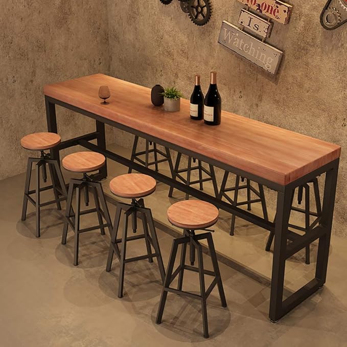 Adjustable Swivel Bar Style Family Chairss with Back and Footrest, Counter Bar Style Family Chairs for Kitchen Island Bar Pub Bistro, Wood Seat, Black Metal Leg