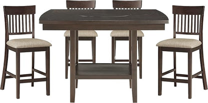 Lexicon Attis 5-Piece Counter Height Dining Set (Slat Back), Dark Brown