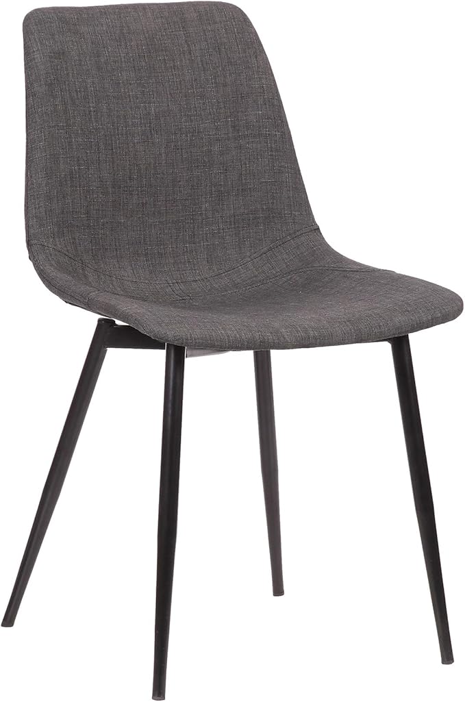 Armen Living Monte Mid Century Modern Dining Accent Chair for Table Kitchen Desk Vanity in Charcoal Gray Fabric Upholstery with Black Metal Legs