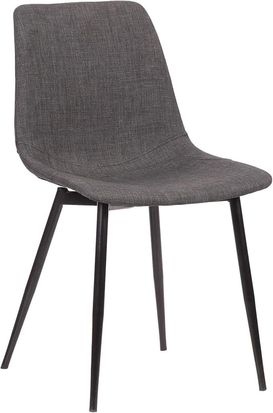 Armen Living Monte Mid Century Modern Dining Accent Chair for Table Kitchen Desk Vanity in Charcoal Gray Fabric Upholstery with Black Metal Legs