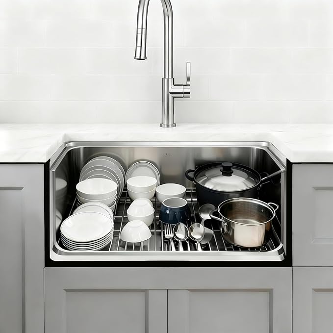 Kitchen Sink 34x18 Inch Undermount 304 Sink Stainless Steel 16 Gauge Single Bowl 9" Deep Handmade Kitchen Sinks Set with Accessories