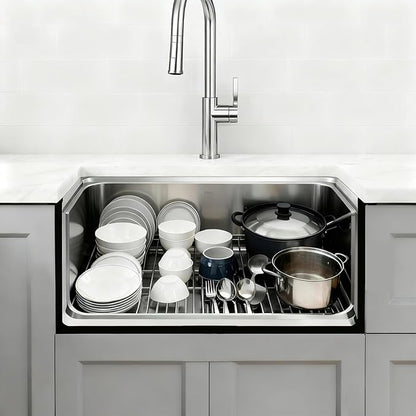 Kitchen Sink 34x18 Inch Undermount 304 Sink Stainless Steel 16 Gauge Single Bowl 9" Deep Handmade Kitchen Sinks Set with Accessories