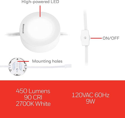 UltraPro Linkable Recessed Puck Lights, 3 Pucks, LED Puck, 150 Lumens, Warm White Light, Under Cabinet Lighting, Warm White, Kitchen, Counter, Indoor, 45744