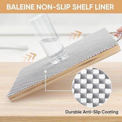 BALEINE Cabinet Liner, 17.5 in x 20 Ft Drawer and Shelf Liner for Kitchen Cabinets Non-Adhesive, Non-Slip Protect Desks, Cupboard, Drawers, Shelves, Tableware (Beige)
